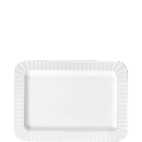 Nav Item for White Premium Plastic Rectangle Appetizer Plates 32ct Image #1