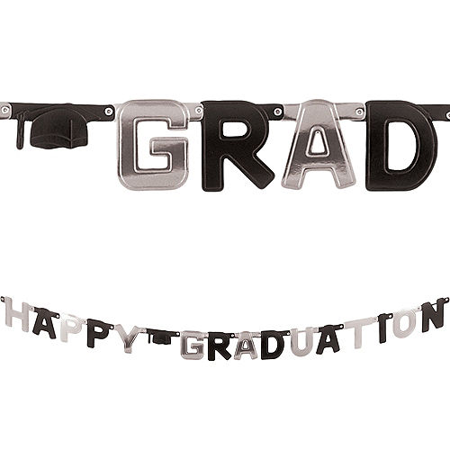 Nav Item for Black & Silver Happy Graduation Letter Banner Image #1