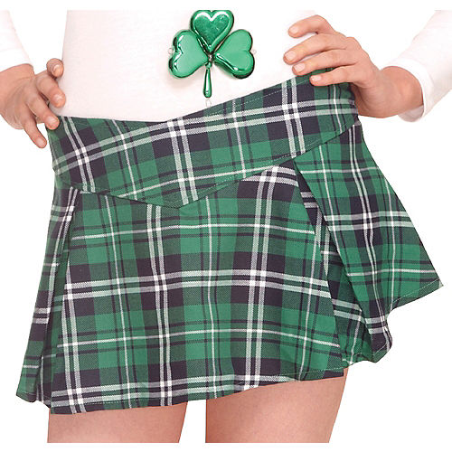 Adult Green Plaid Mini Skirt Image #1