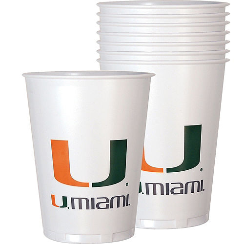 Nav Item for Miami Hurricanes Plastic Cups 8ct Image #1
