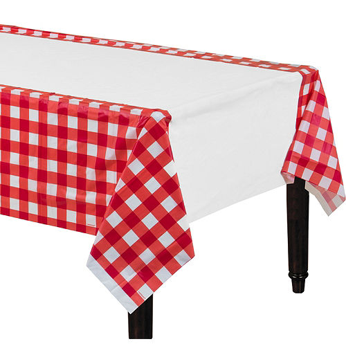 Nav Item for American Summer Red Gingham Plastic Table Cover Image #1