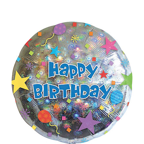 Nav Item for Happy Birthday Balloon - Prismatic Starburst, 17in Image #1
