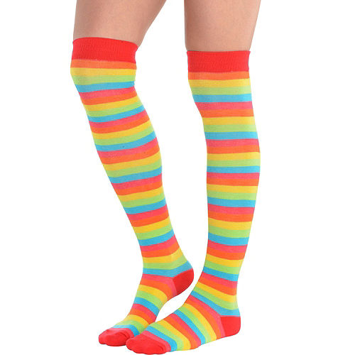 Rainbow Striped Knee High Socks Image #1