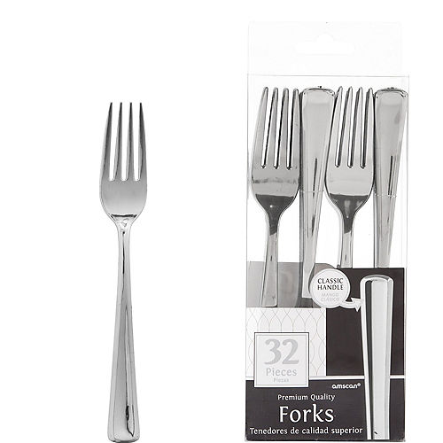 Nav Item for Silver Premium Plastic Forks 32ct Image #1