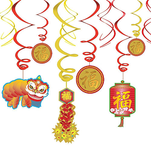 Nav Item for Chinese New Year Hanging Swirl Decorations 12ct Image #1