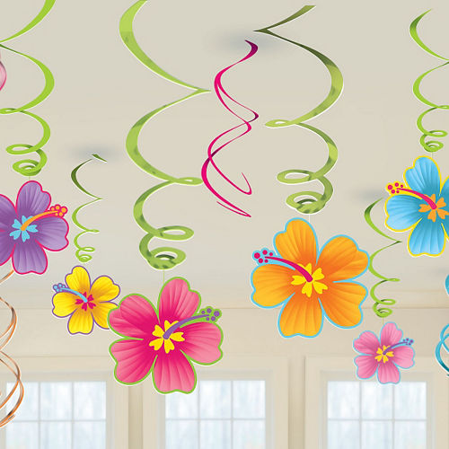 Hibiscus Swirl Decorations 12ct Image #2