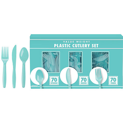 Big Party Pack Robin's Egg Blue Value Plastic Cutlery Set 210ct | Party