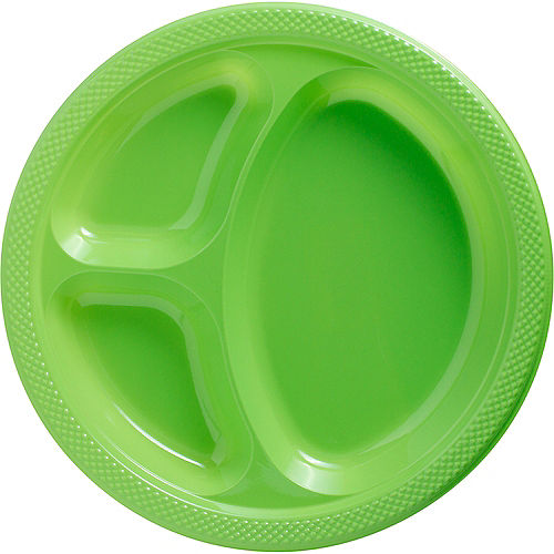 Kiwi Green Plastic Divided Dinner Plates 20ct Image #1