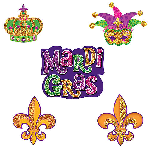 Glitter Mardi Gras Cutouts 10ct Image #1