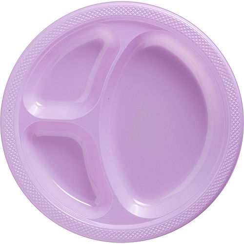 Lavender Plastic Divided Dinner Plates 20ct Image #1
