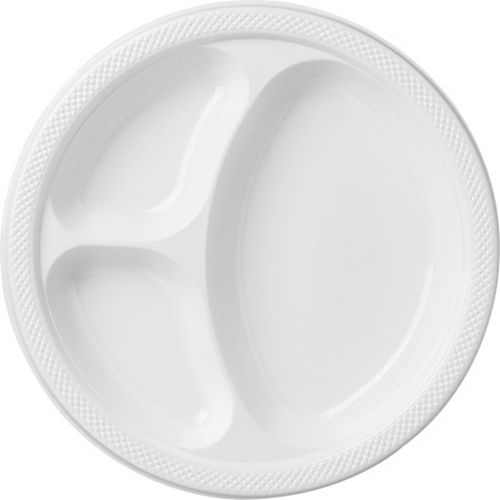 White Plastic Divided Dinner Plates 20ct Image #1