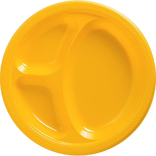 Nav Item for Sunshine Yellow Plastic Divided Dinner Plates 20ct Image #1