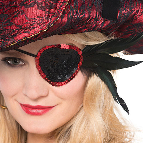 Nav Item for Black Feather Sequin Pirate Eye Patch Image #2