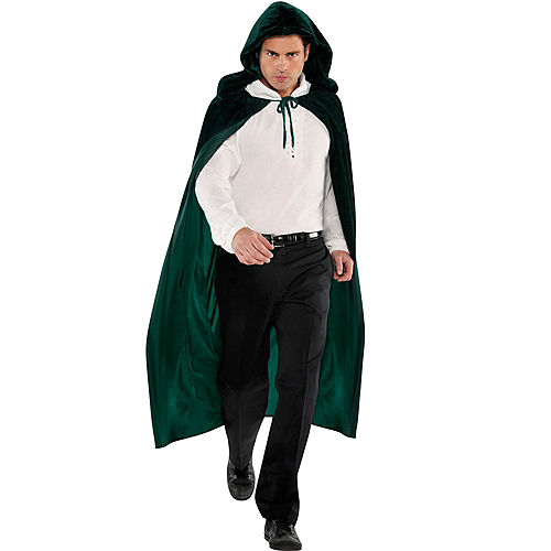 Adult Forest Green Hooded Cape Image #1