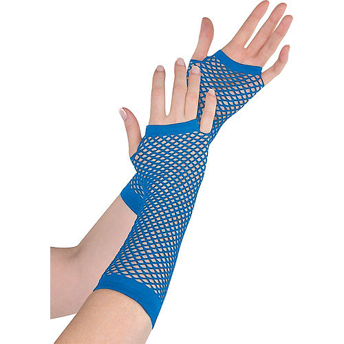 Nav Item for Long Blue Fishnet Gloves Deluxe Image #1