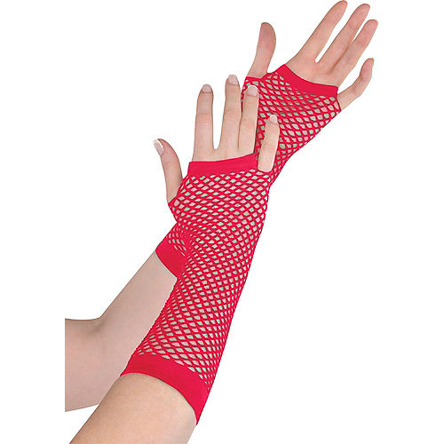 Nav Item for Long Red Fishnet Gloves Deluxe Image #1