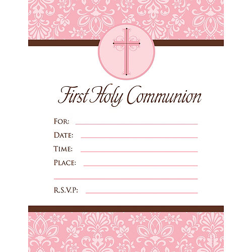 Pink First Communion Invitations 20ct Image #1