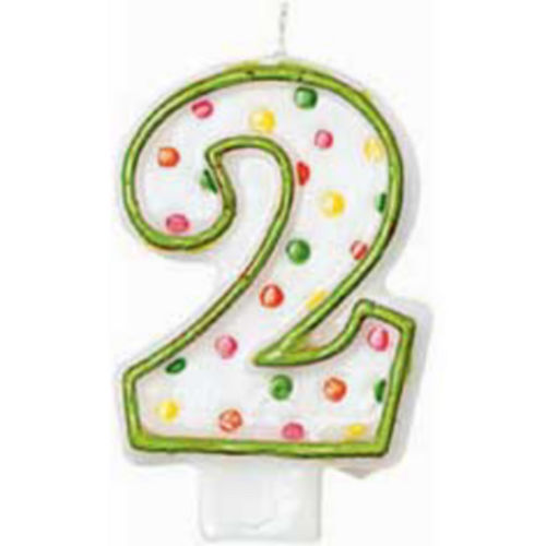 Green Outline Number 2 Birthday Candle Image #1