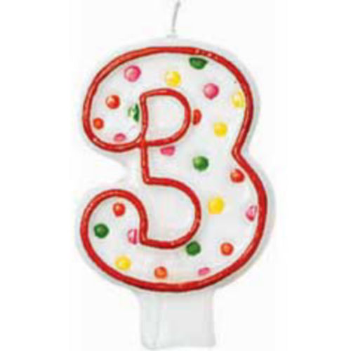 Nav Item for Red Outline Number 3 Birthday Candle Image #1