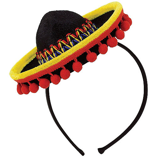 Mini Sombrero Headband with Ball Fringe Image #1