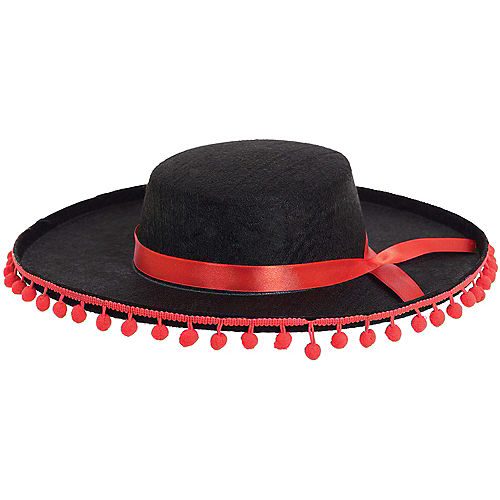 Nav Item for Black Spanish Hat with Ball Fringe Image #1