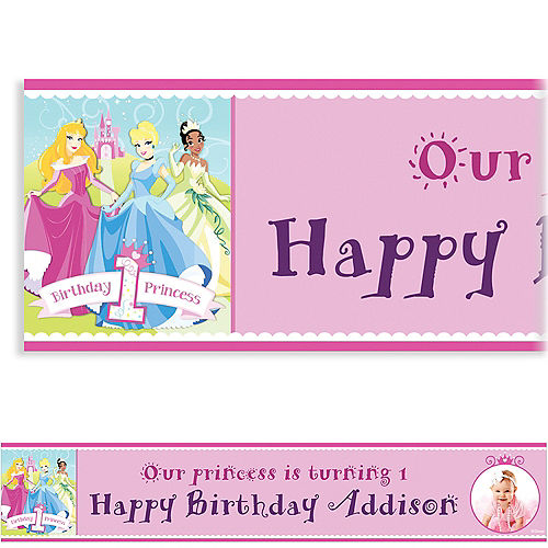 Nav Item for Custom Disney Princess 1st Birthday Photo Banner 6ft Image #1