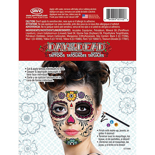 Nav Item for Sugar Skull Face Tattoos 2 Sheets Image #4