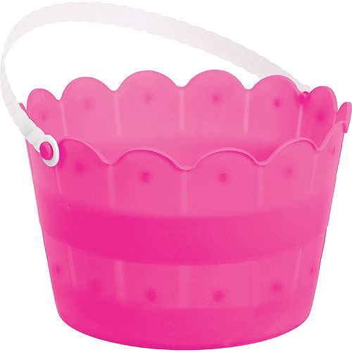 Nav Item for Bright Pink Plastic Scalloped Easter Bucket Image #1