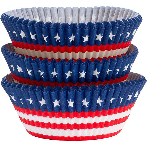 Patriotic American Flag Baking Cups 75ct Image #1