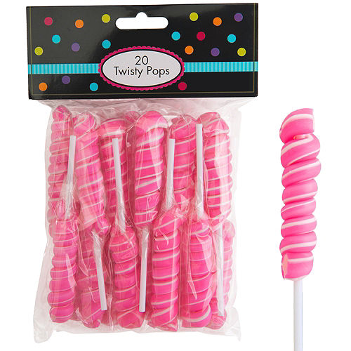 Bright Pink Twisty Lollipops 20pc Image #1
