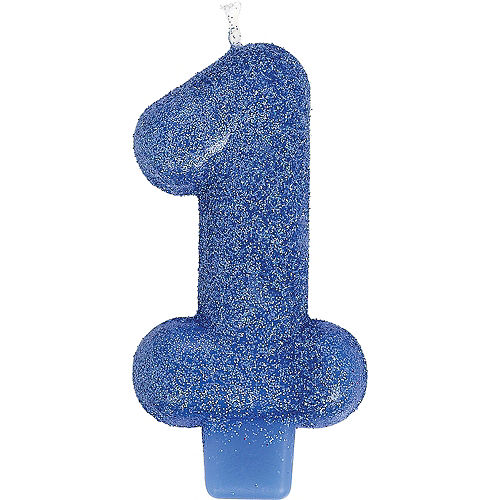 Nav Item for Glitter Royal Blue Number 1 Birthday Candle Image #1