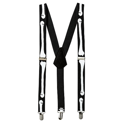 Adult Black & Bone Suspenders - Skeleton Image #1