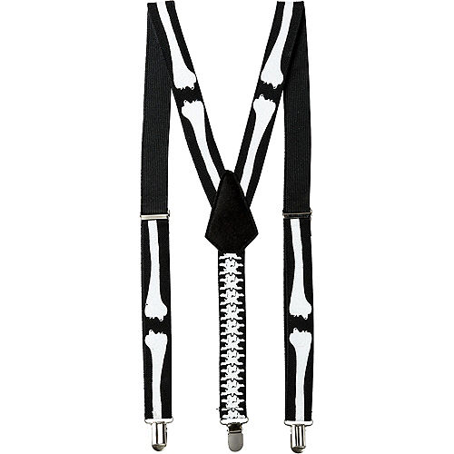 Adult Black & Bone Suspenders - Skeleton Image #2