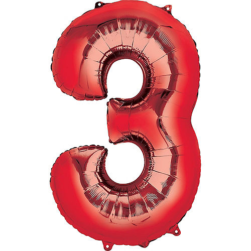 32 Inch Red Number 3 Balloons Foil Ballon Digital Birthday Party Decoration Supplies Red Number 3 Balloon