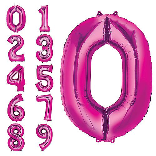 Nav Item for 34in Bright Pink Number Balloon (0) Image #1