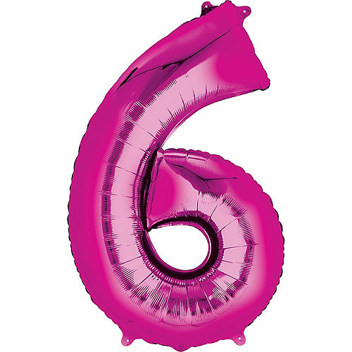 34in Bright Pink Number Balloon (6) Image #1