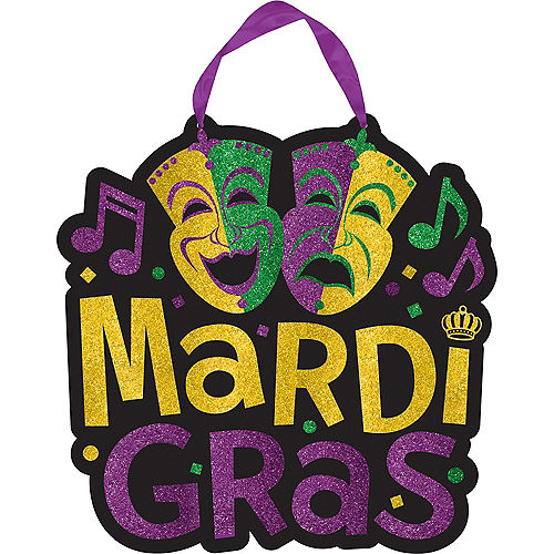 Glitter Comedy & Tragedy Mardi Gras Sign Image #1