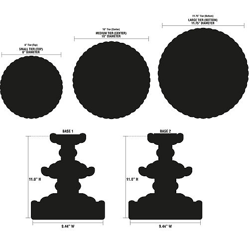 Nav Item for Black 3-Tiered Cardboard Cupcake Stand, 11.5in x 14.25in Image #2