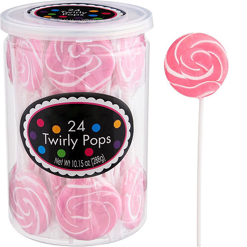 Pink Swirly Lollipops 24pc Image #1