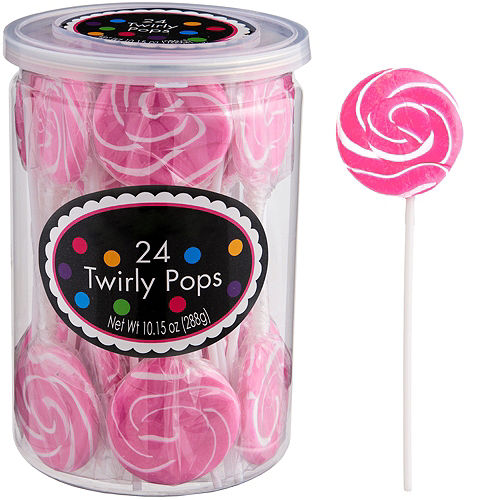 Nav Item for Bright Pink Swirly Lollipops 24pc Image #1