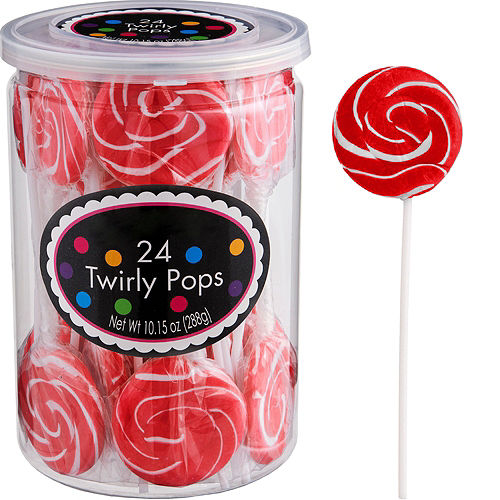 Red Swirly Lollipops 24pc Image #1