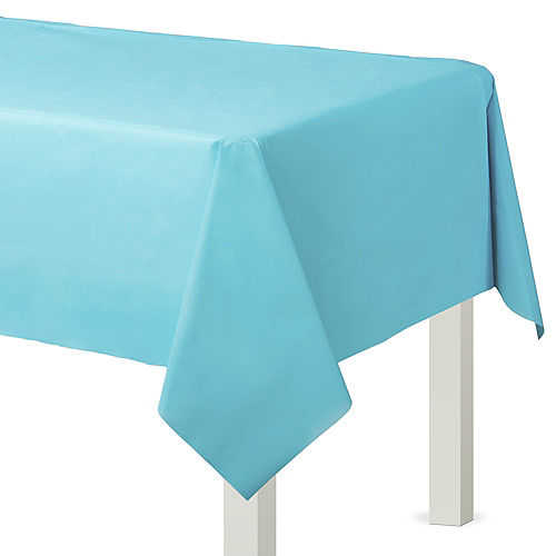 Caribbean Blue Plastic Table Cover Image #1