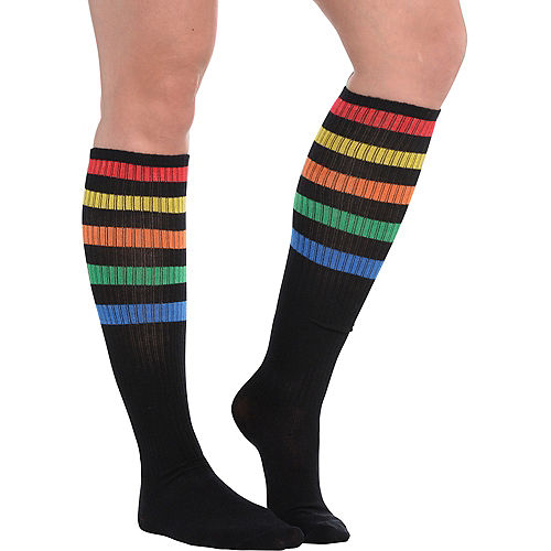 Nav Item for Rainbow Stripe Athletic Knee-High Socks Image #1