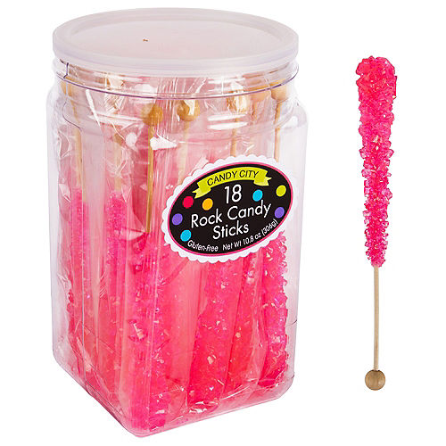 Nav Item for Bright Pink Rock Candy Sticks, 18ct Image #1
