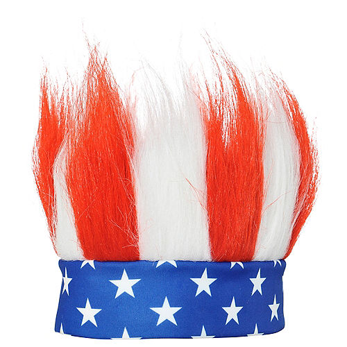 Nav Item for Patriotic Red, White & Blue Crazy Hair Headband Image #1