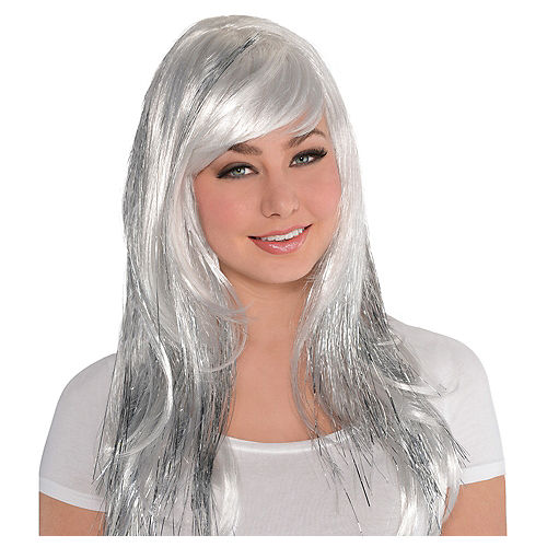 Glamorous Long Silver Wig Image #1