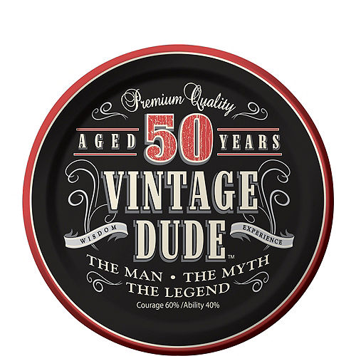 Vintage Dude 50th Birthday Dessert Plates 8ct Image #1