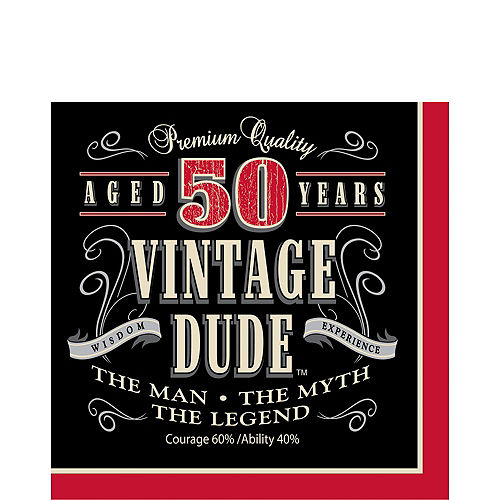 Vintage Dude 50th Birthday Lunch Napkins 16ct Image #1