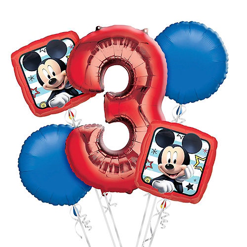 Mickey Mouse 3rd Birthday Balloon Bouquet 5pc Image #1