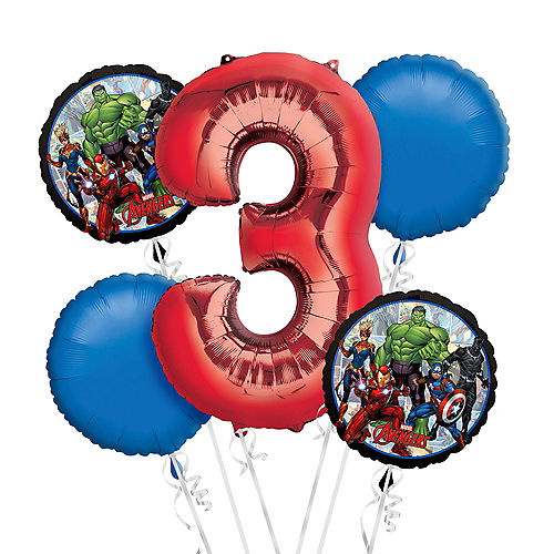 Nav Item for Avengers 3rd Birthday Balloon Bouquet 5pc Image #1